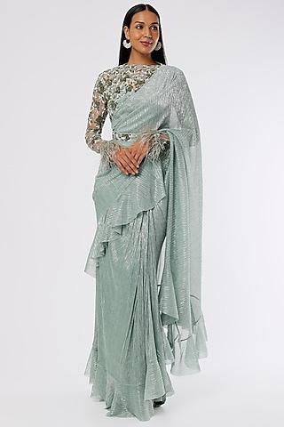 jade hand embellished saree set