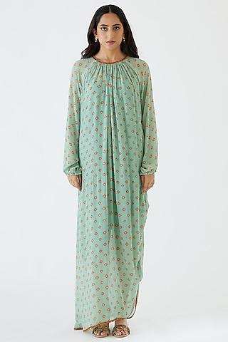 jade bandhani printed maxi dress