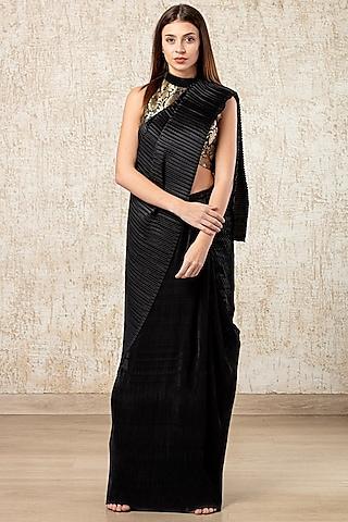 jade black pleated pre-stitched sarees