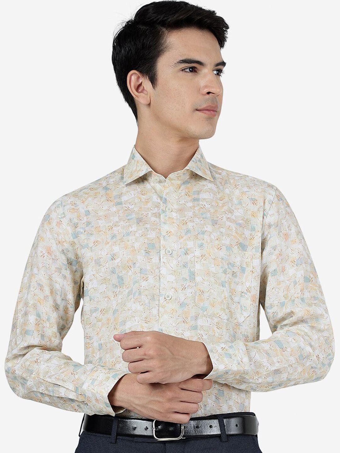 jade blue  slim fit floral printed spread collar long sleeve formal shit