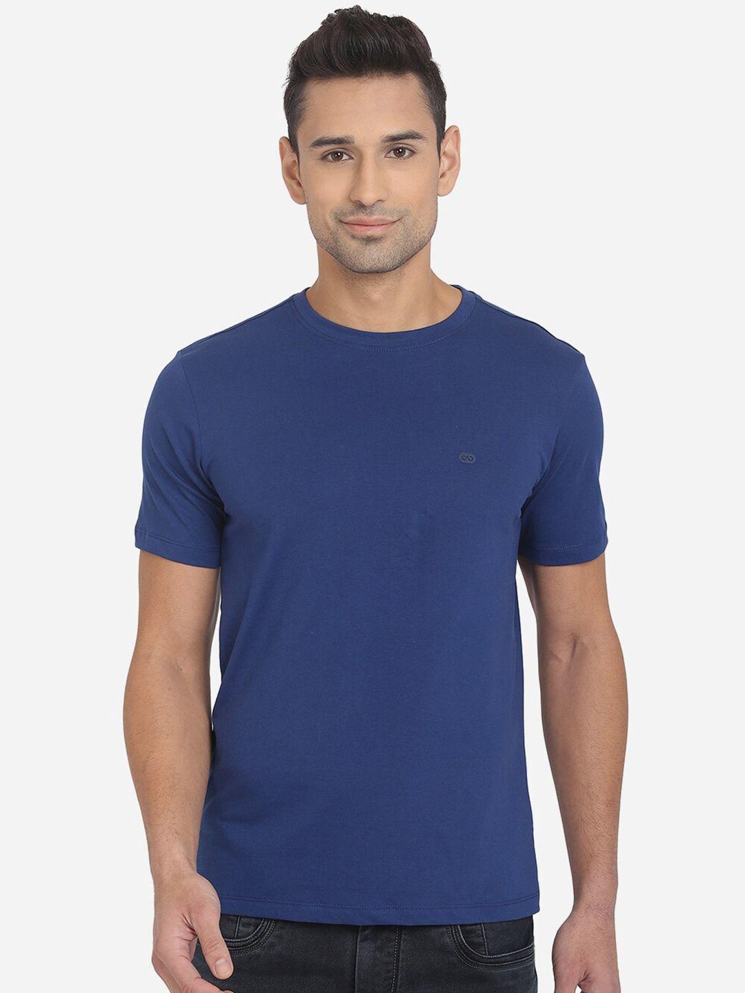 jade blue men blue slim fit cotton t-shirt