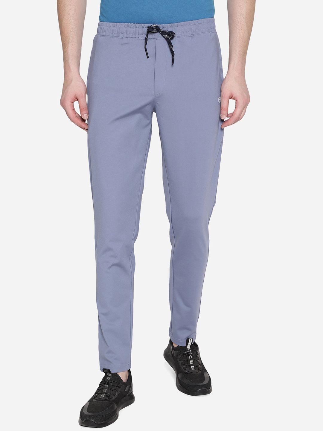 jade blue men blue solid cotton track pants