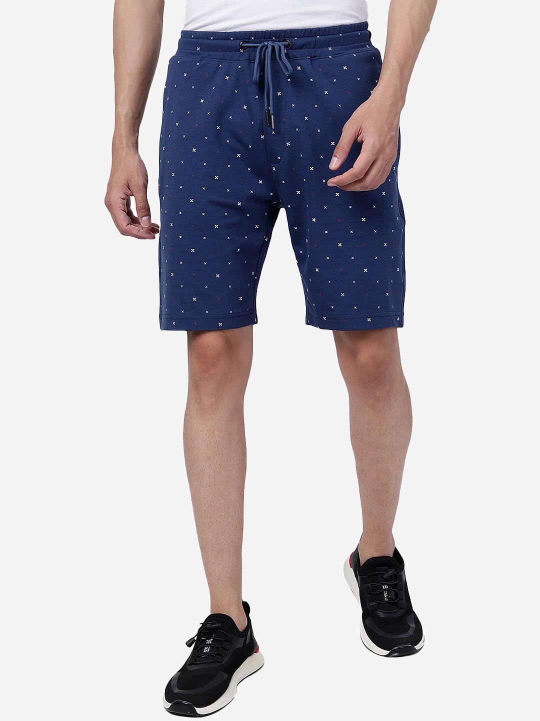 jade blue men conversational printed cotton sports shorts