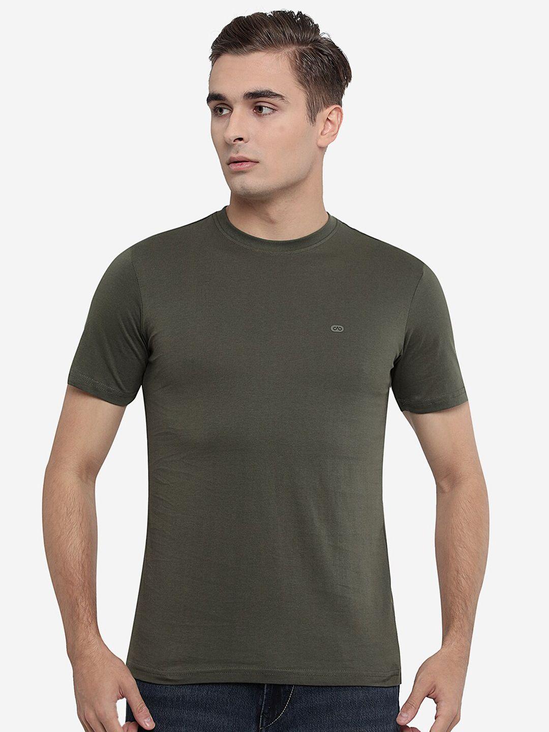 jade blue men green solid cotton t-shirt