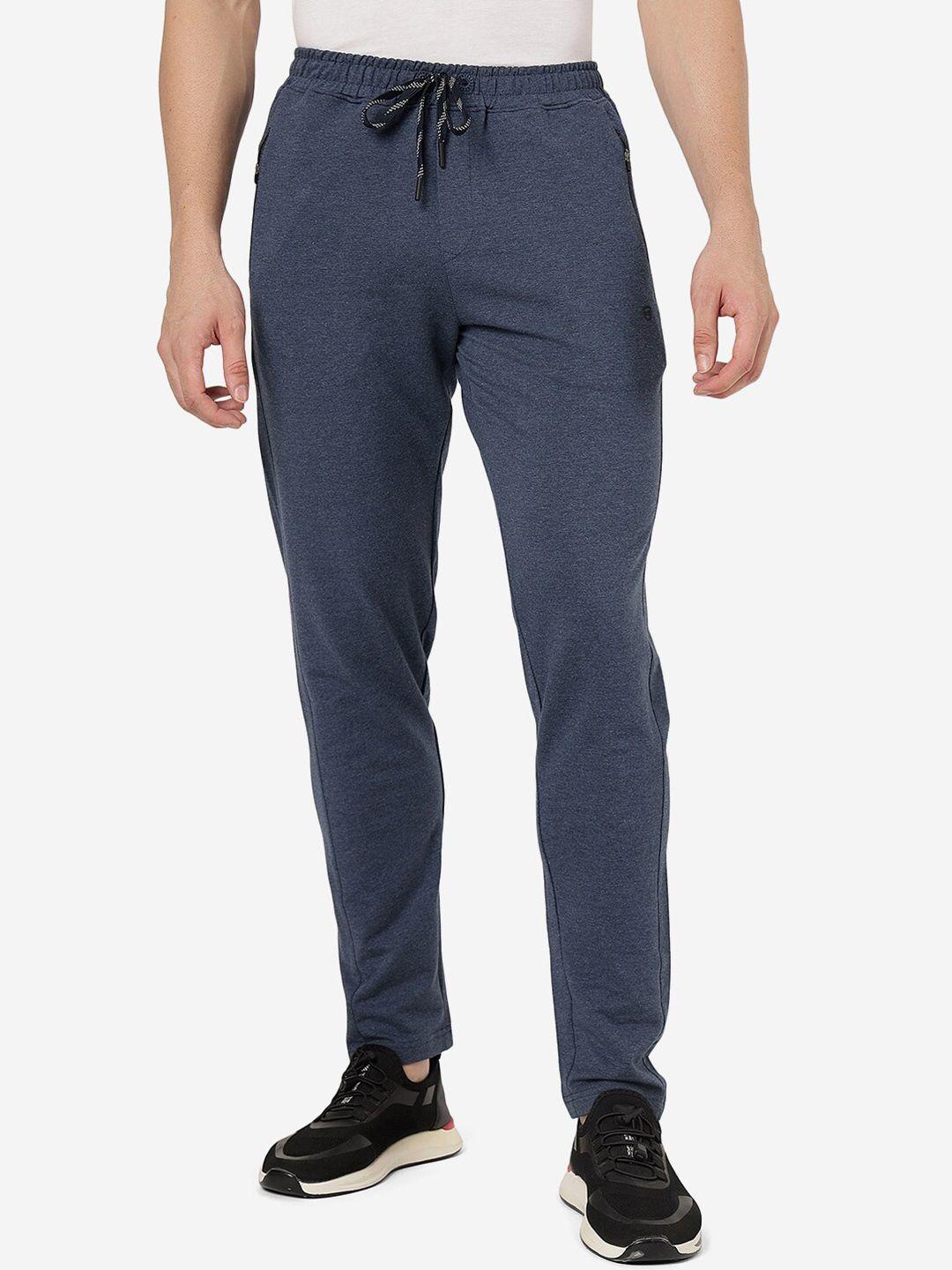 jade blue men mid-rise slim-fit pure cotton track pants