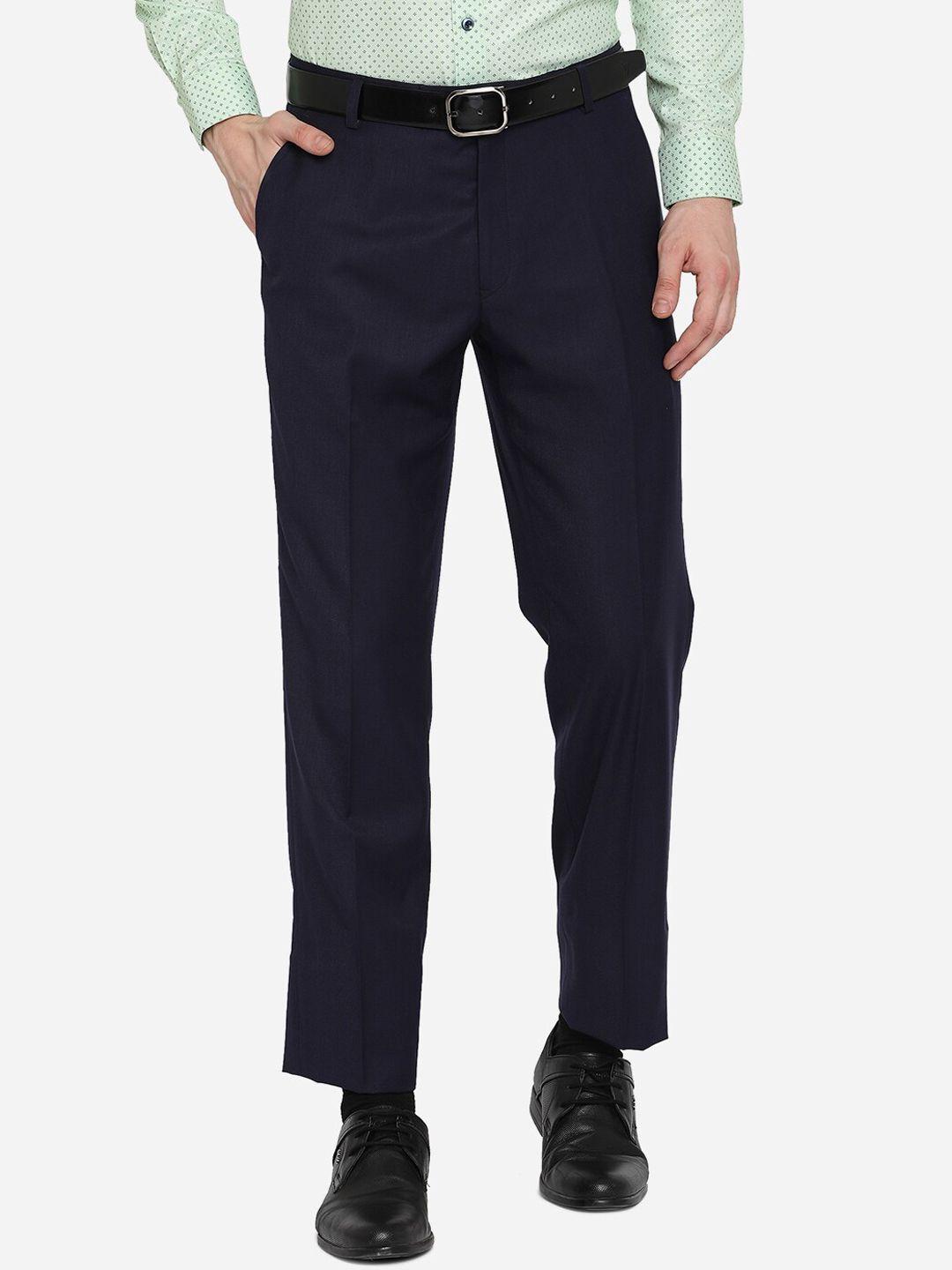 jade blue men navy blue formal trousers