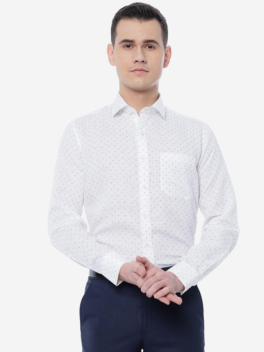 jade blue men printed regular fit formal shirt