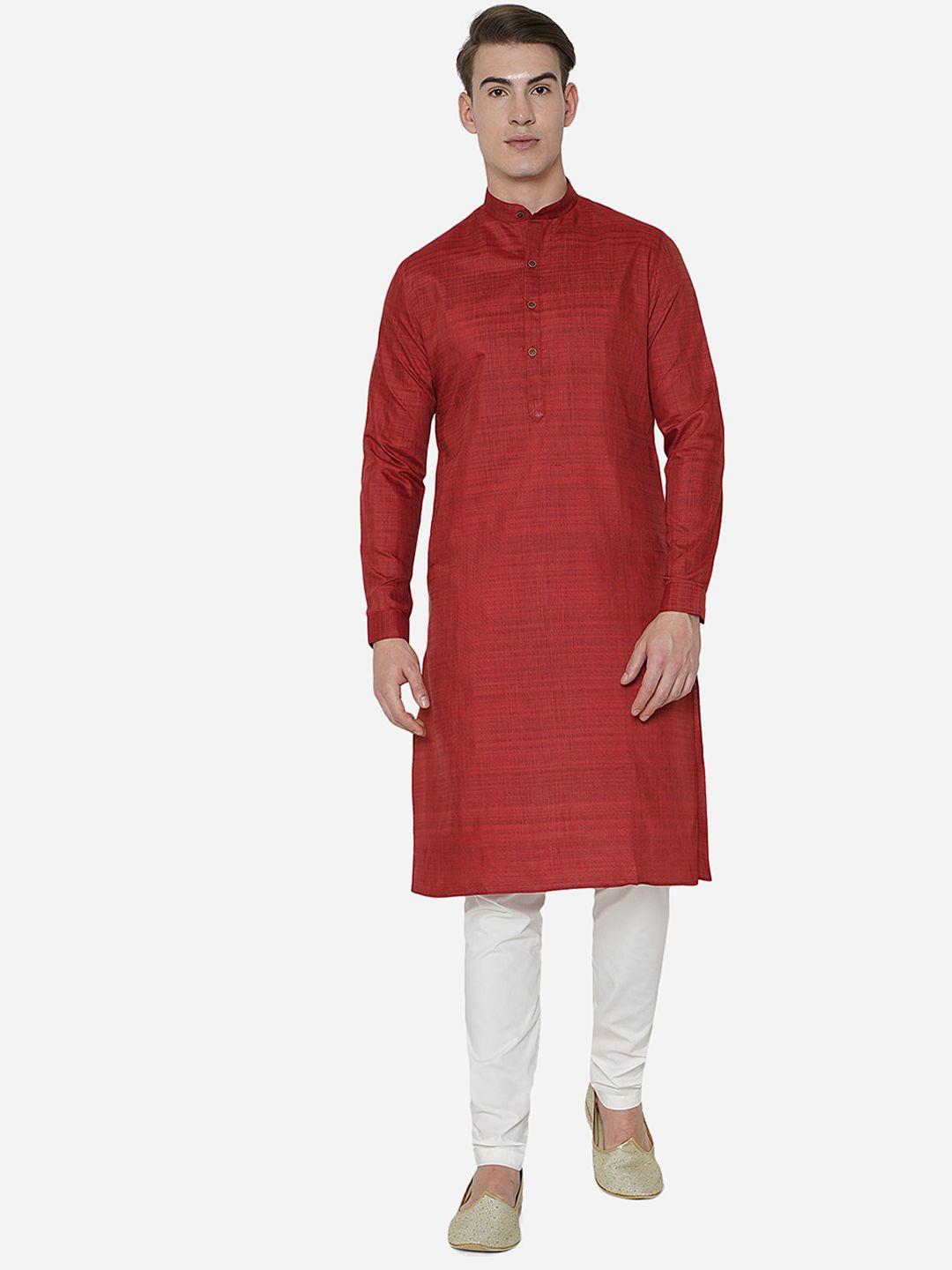 jade blue men red thread work kurta