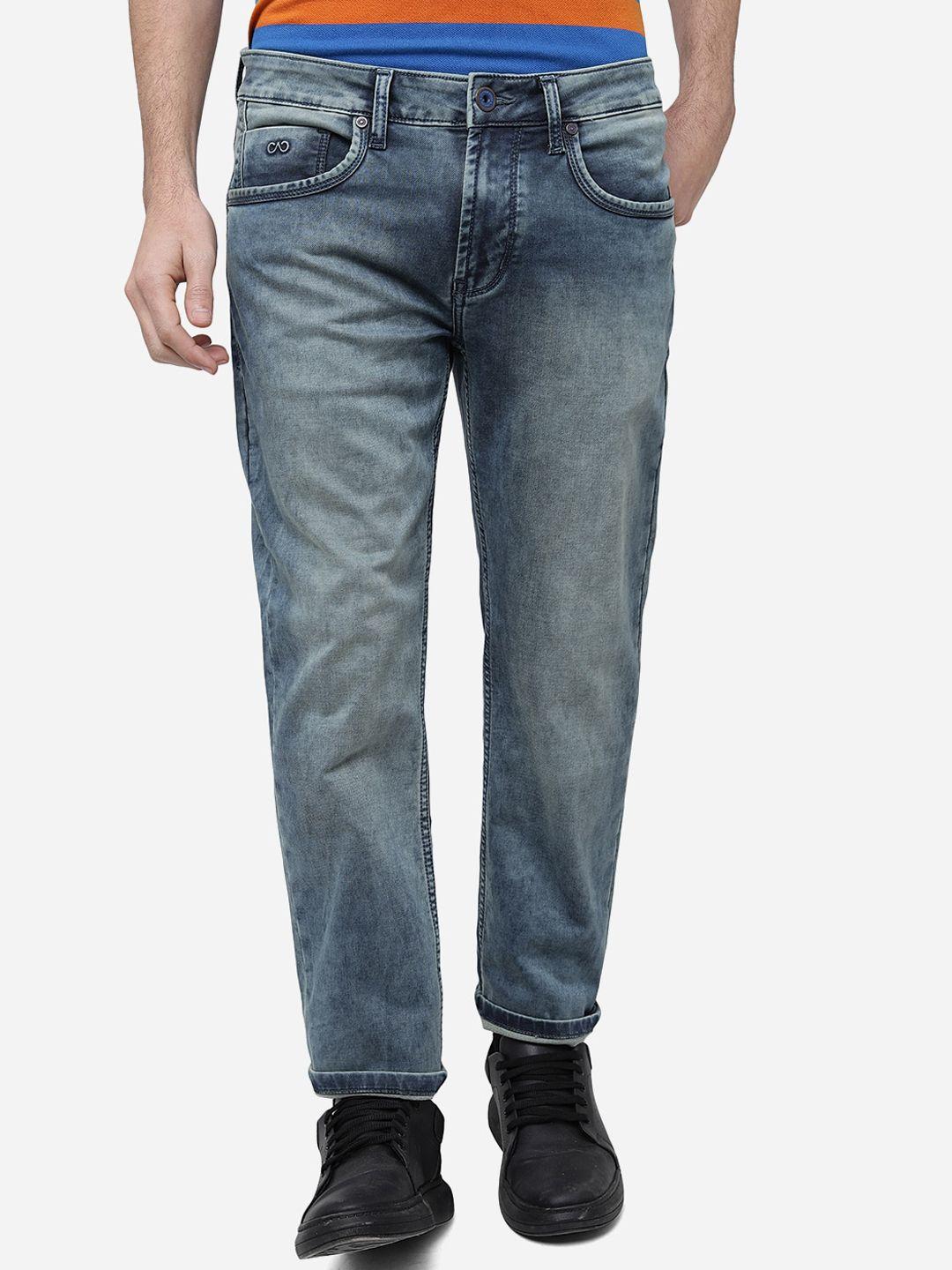 jade blue men slim fit mid-rise heavy fade cotton jeans