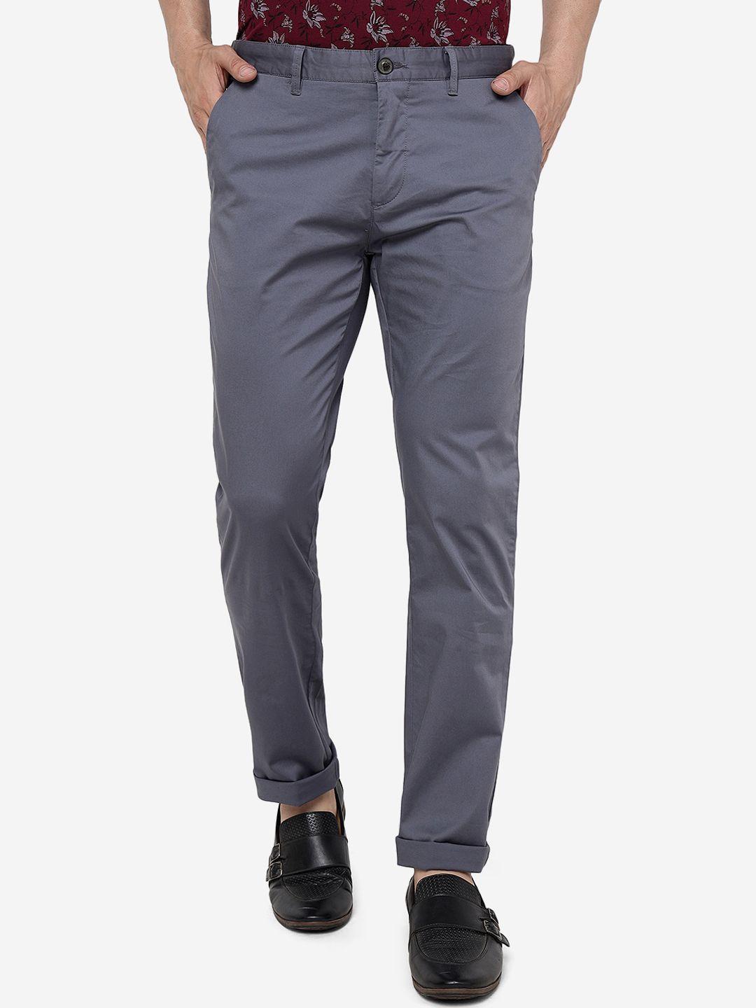 jade blue men slim fit pure cotton chinos trousers
