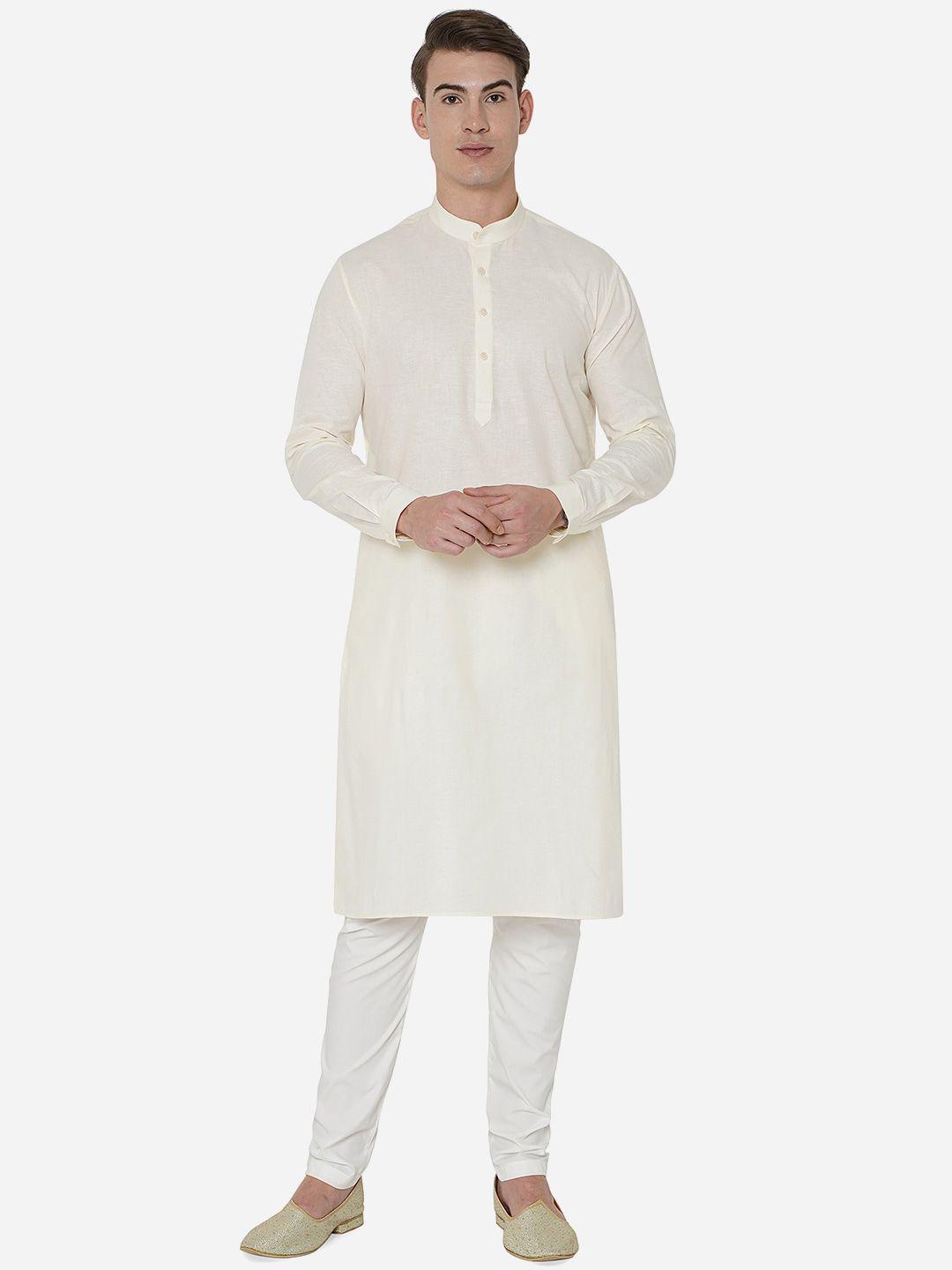 jade blue men white striped thread work kurta