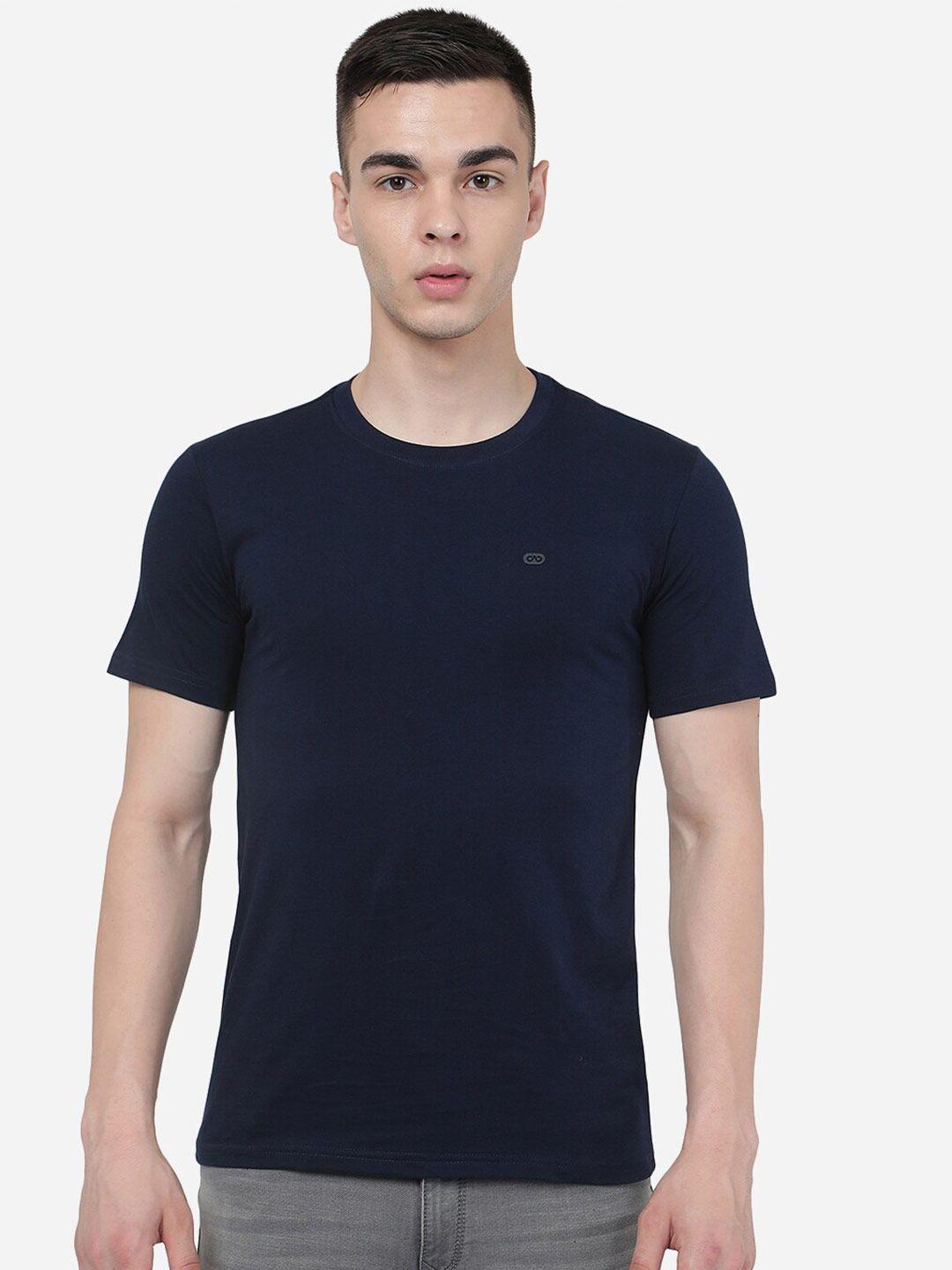jade blue round neck pure cotton slim fit t-shirt