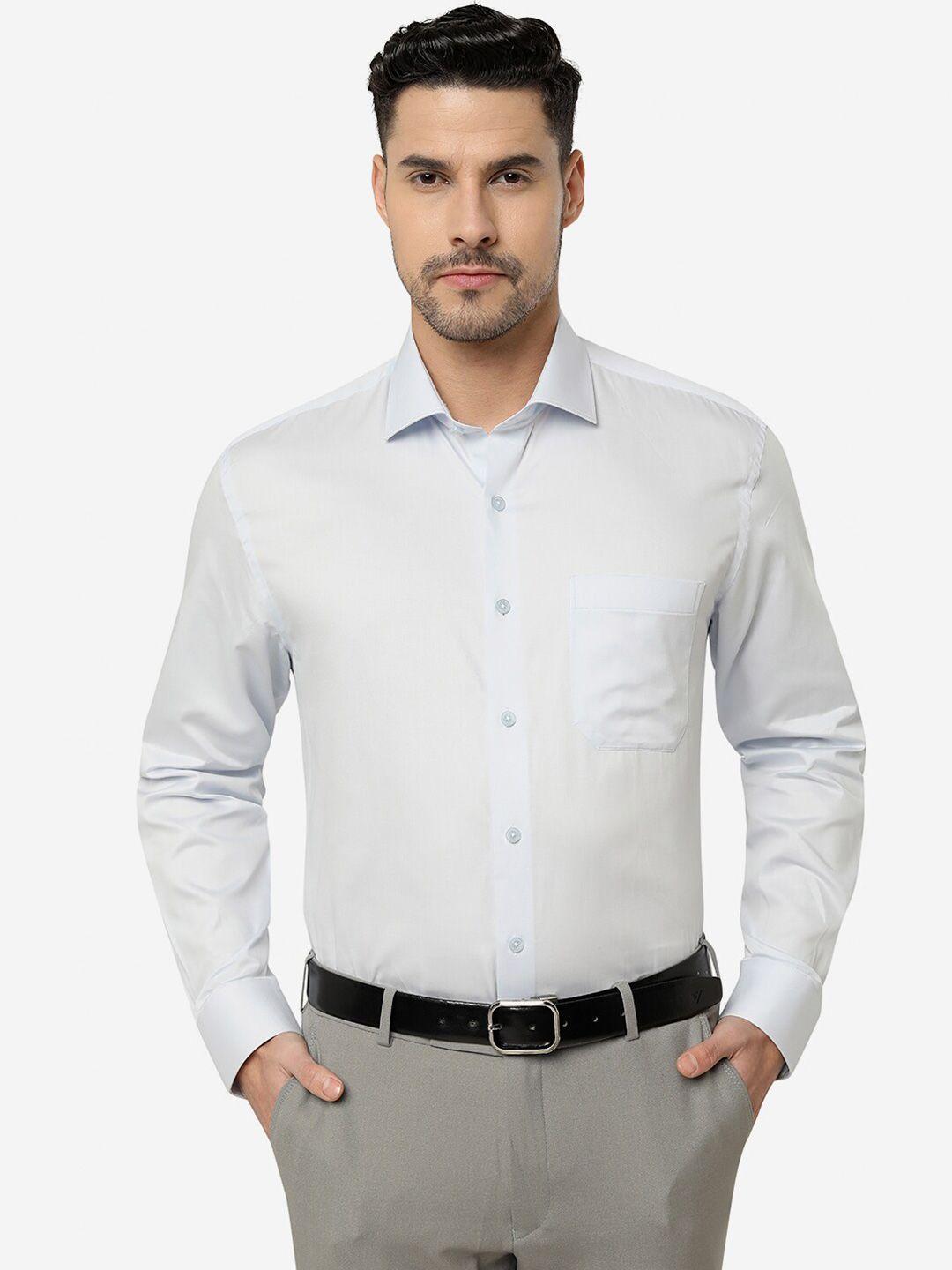 jade blue spread collar regular fit cotton formal shirt