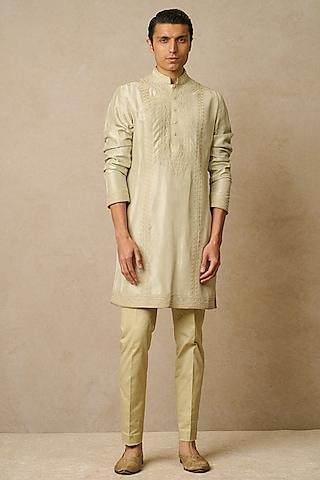 jade dupion silk & suiting embroidered kurta set