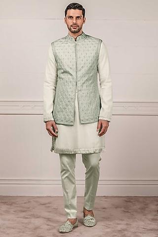 jade green embroidered waistcoat