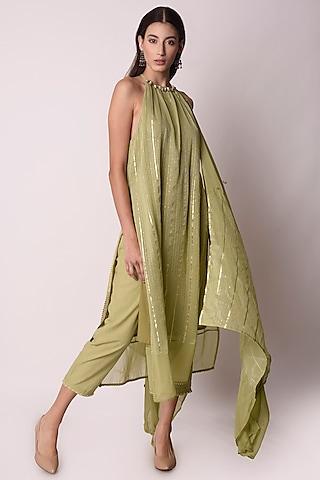 jade green georgette kurta set