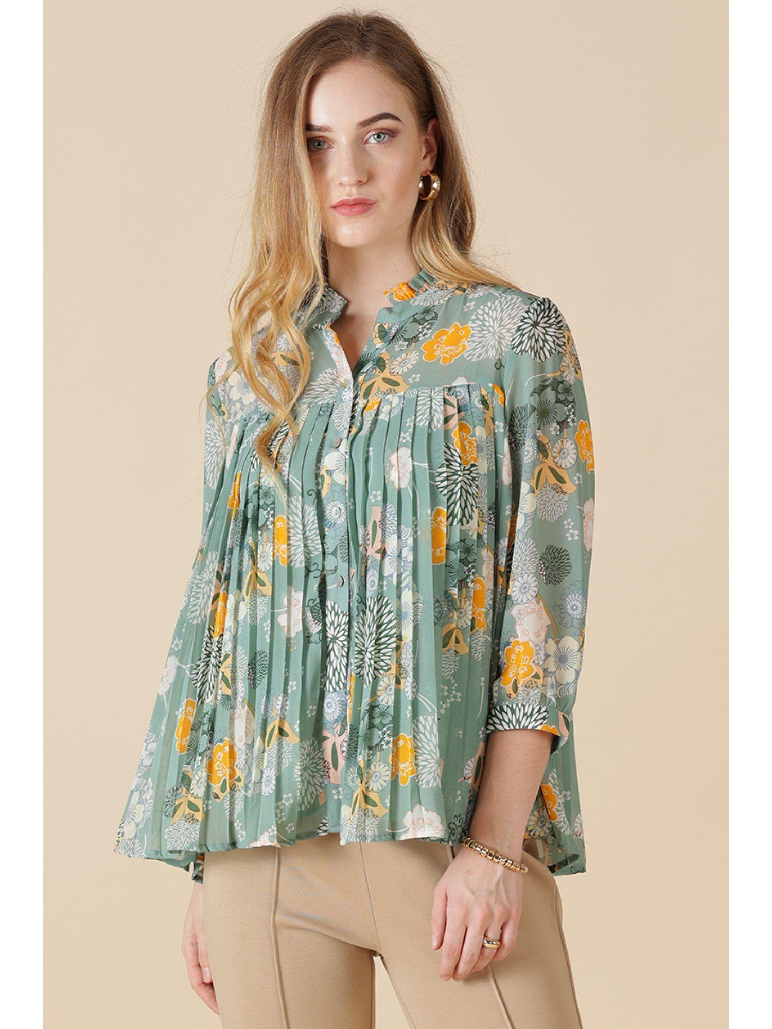 jade green georgette shirt