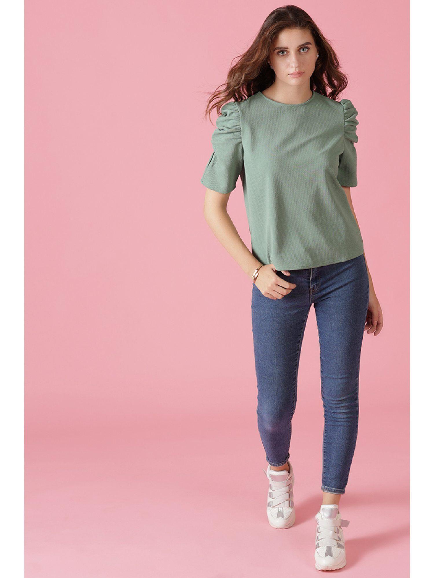 jade green knit top