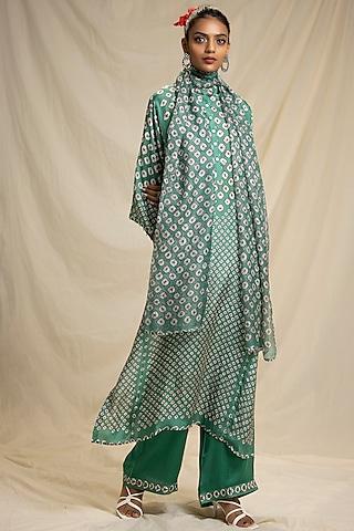 jade green silk tunic set