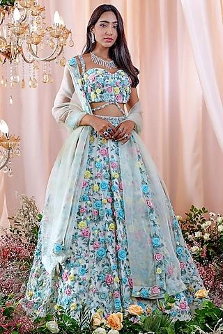 jade net embroidered lehenga set