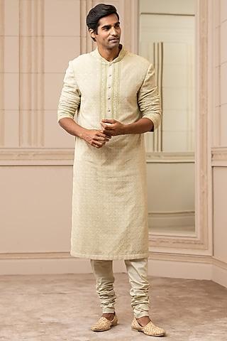 jade silk resham embroidered kurta set