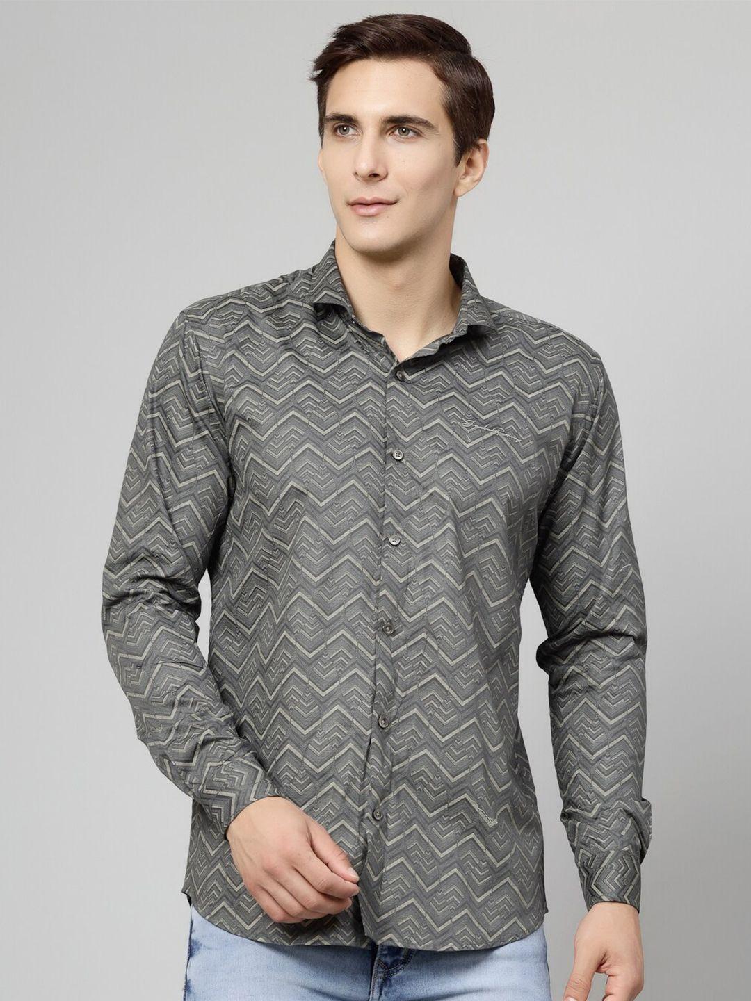 jadeberry men grey standard opaque printed formal shirt