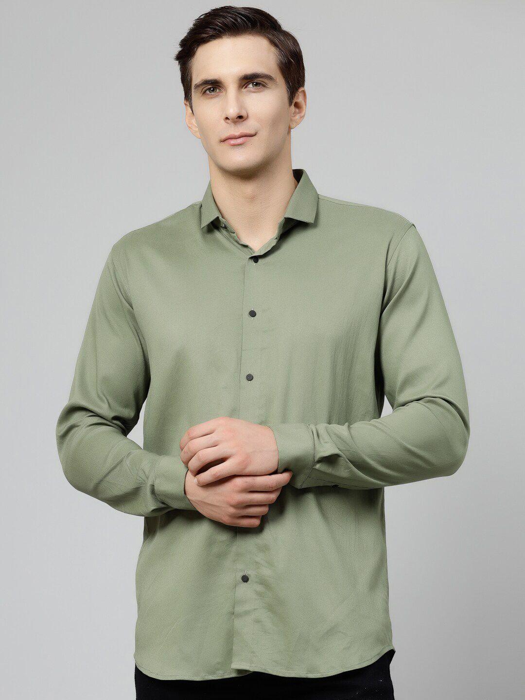 jadeberry men green standard opaque formal shirt