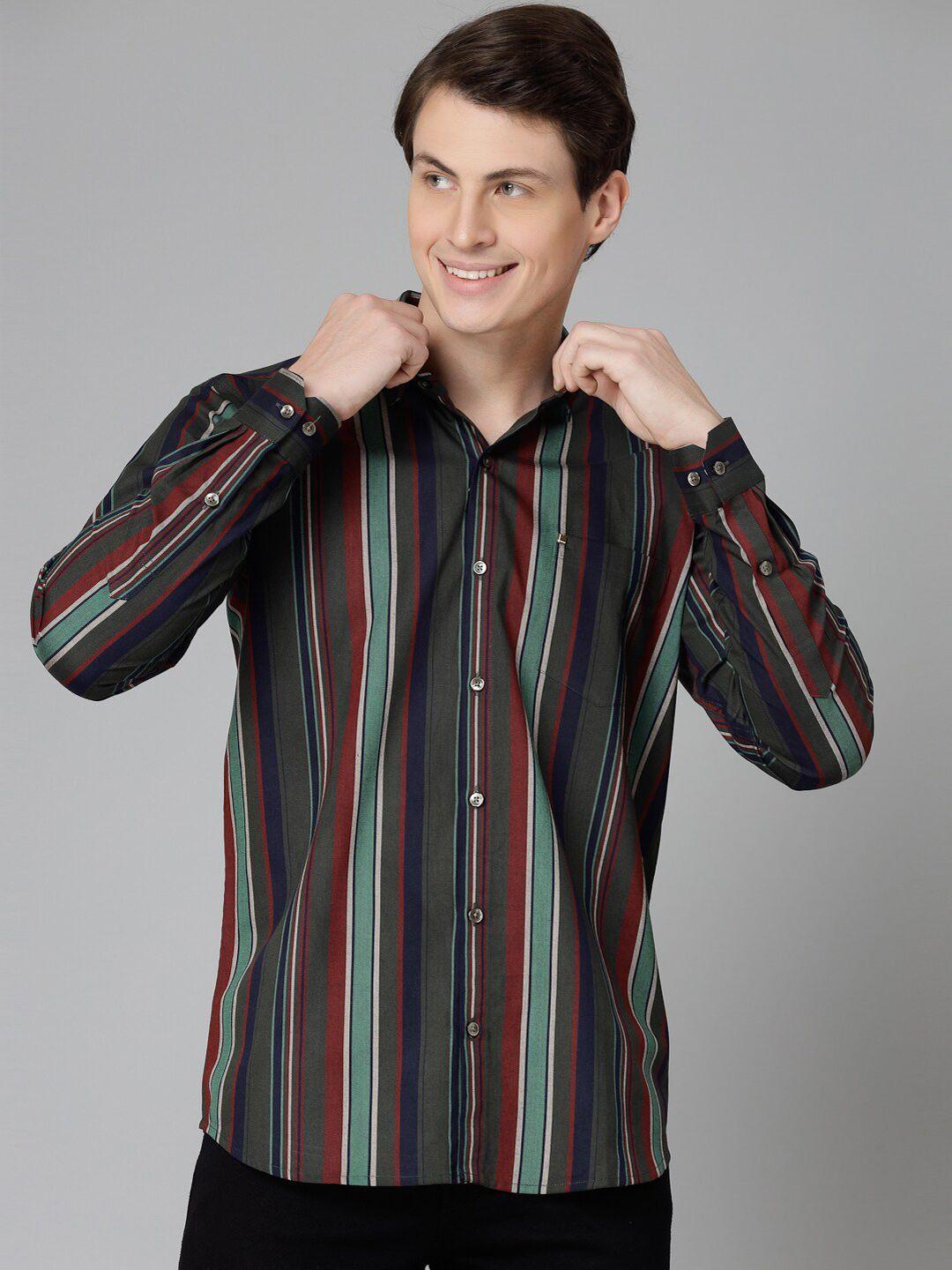 jadeberry standard striped spread collar cotton causal shirt