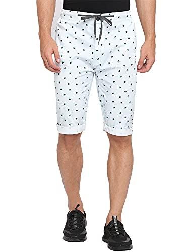 jadeblue men's milky green pure cotton printed regular fit three fourth shorts (2c3c_44)