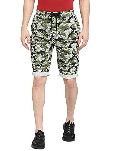 jadeblue men's pure cotton eye green printed three fourth shorts (9yu7_40)