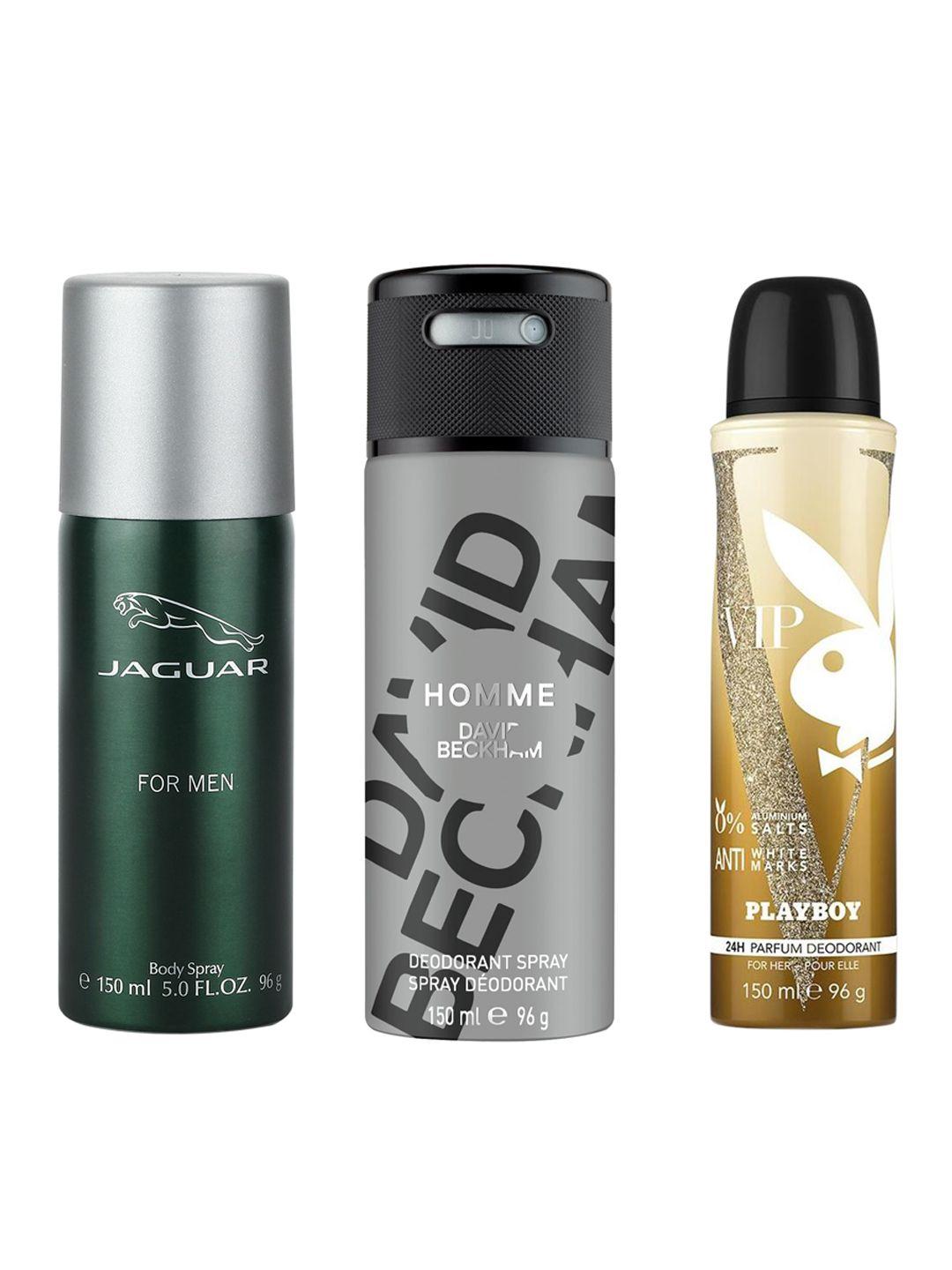 jaguar for men + david beckham homme + playboy vip w deo combo set 450ml