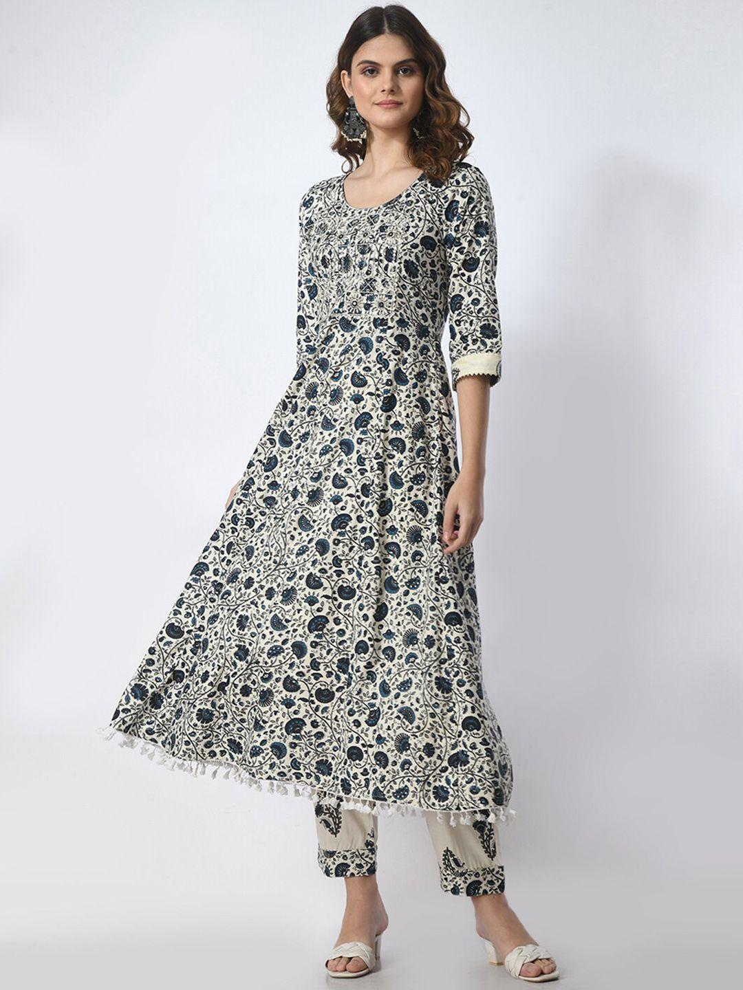 jahida comfort with style floral printed empire kurta with trousers