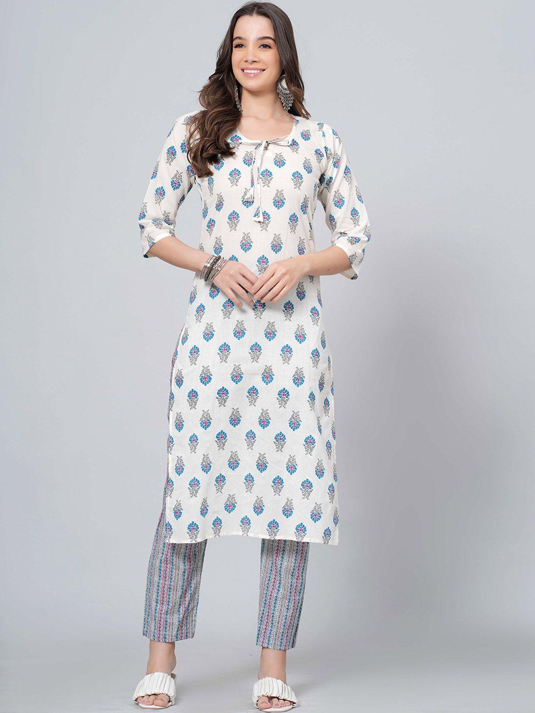 jahida comfort with style women floral printed regular pure cotton kurti with pyjamas