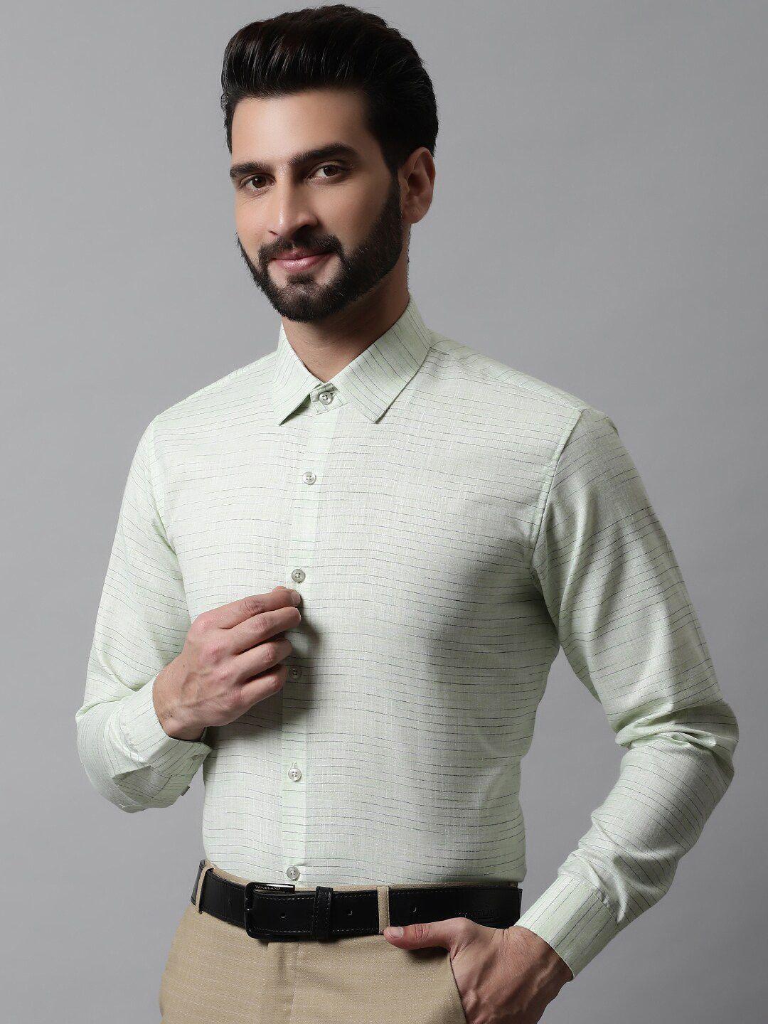 jainish men classic horizontal striped formal pure cotton shirt