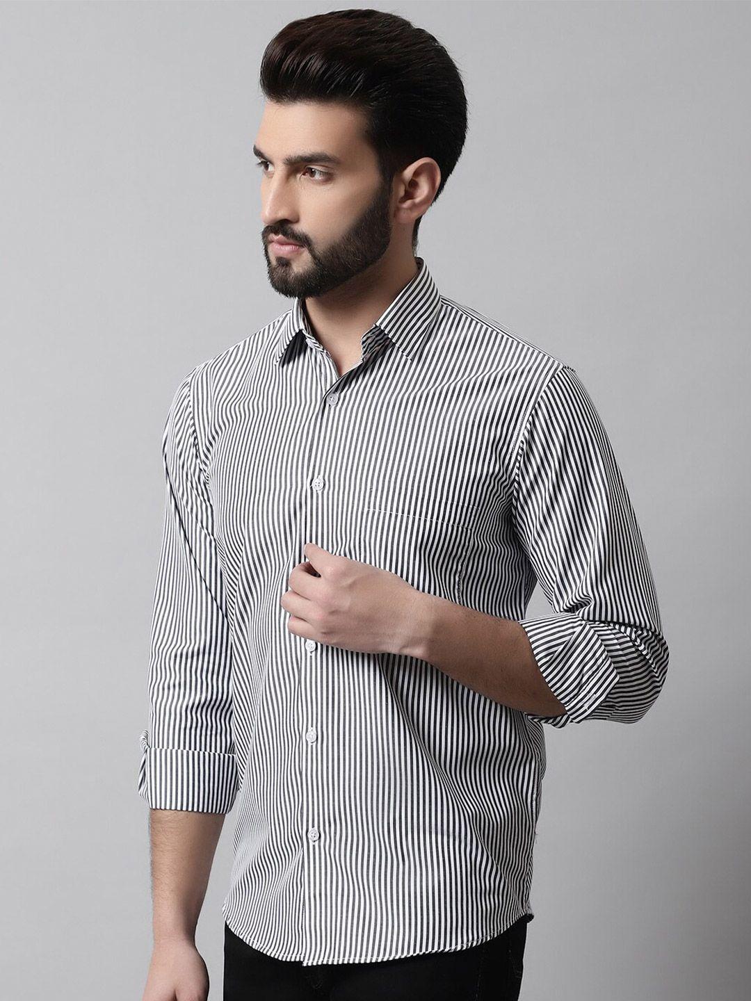 jainish men classic striped cotton casual shirt