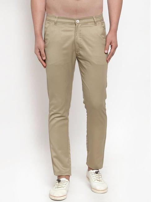 jainish beige cotton tapered fit chinos