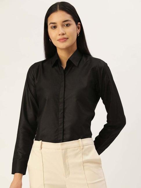 jainish black regular fit shirt