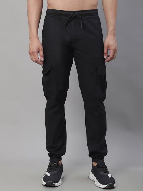 jainish black tapered fit cotton jogger pants