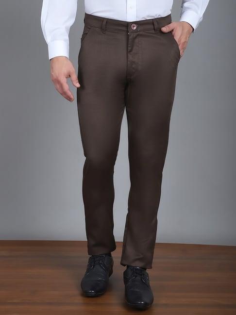 jainish brown tapered fit trousers