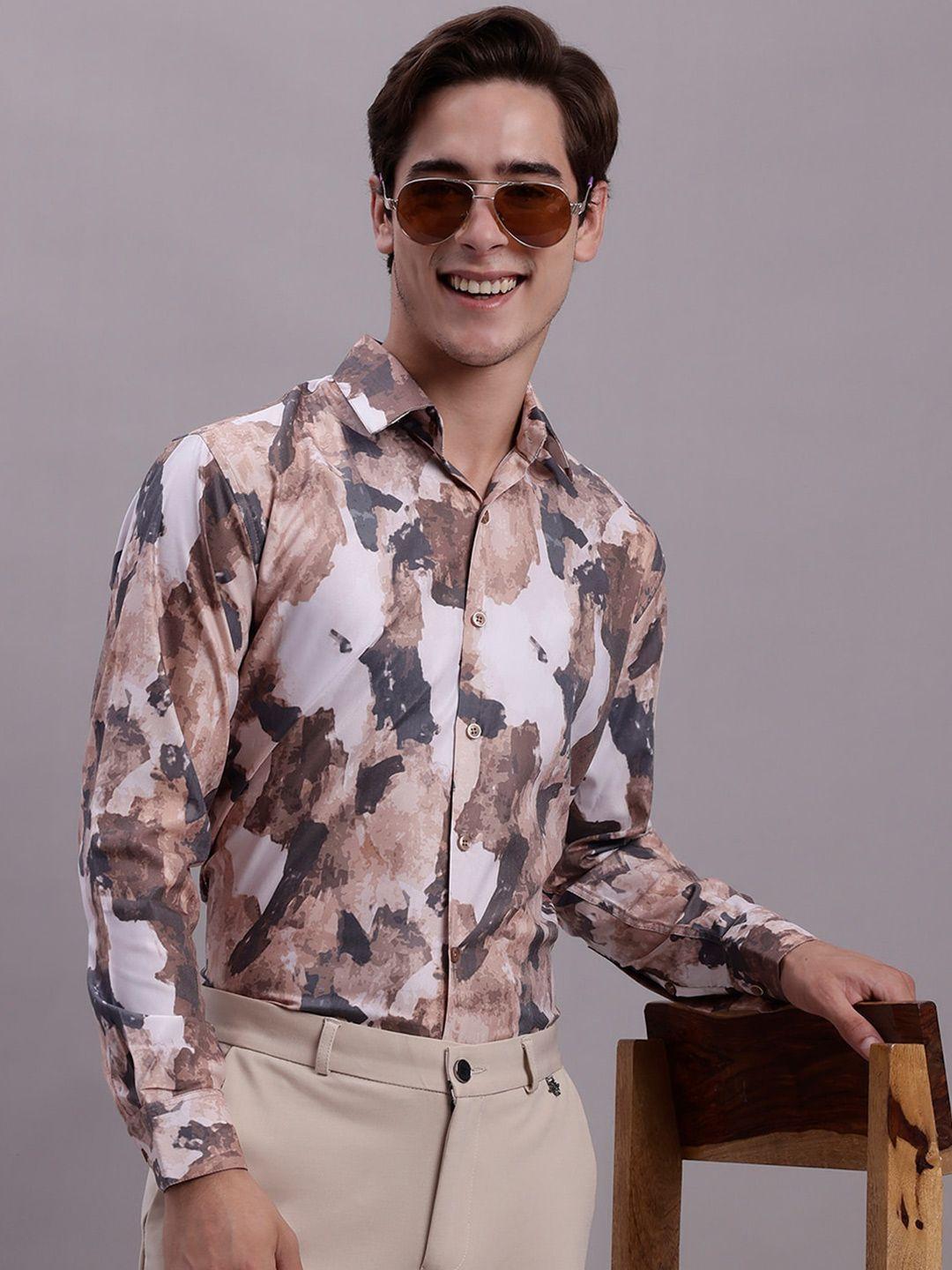 jainish classic abstract printed spread collar regular fit cotton formal shirt