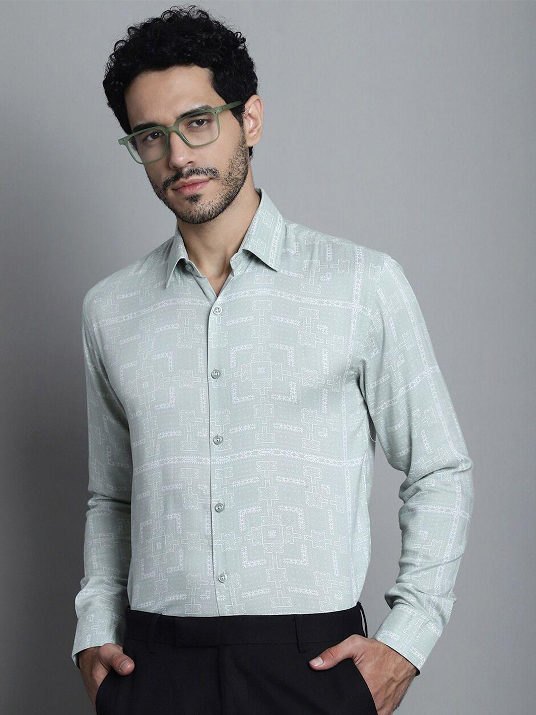 jainish classic geometric printed formal shirt