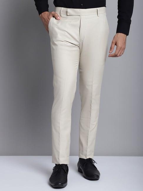 jainish cream tapered fit trousers