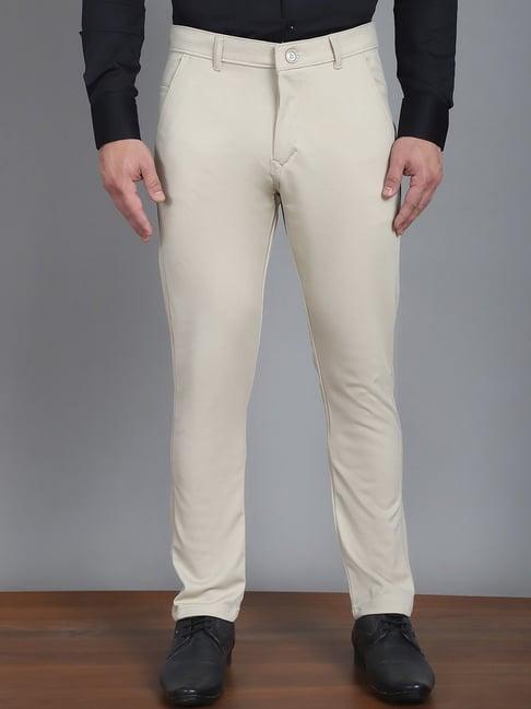 jainish cream tapered fit trousers