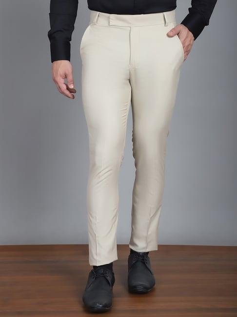 jainish cream tapered fit trousers