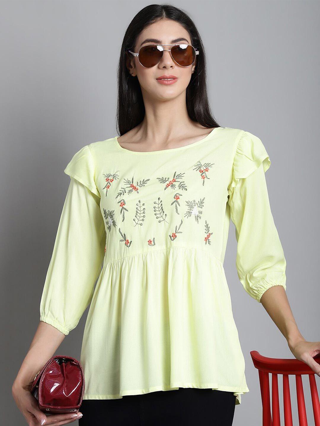 jainish floral embroidered a-line top