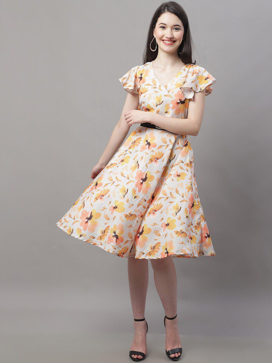 jainish floral print fit & flare dress