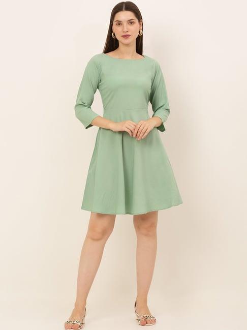jainish green regular fit a-line dress