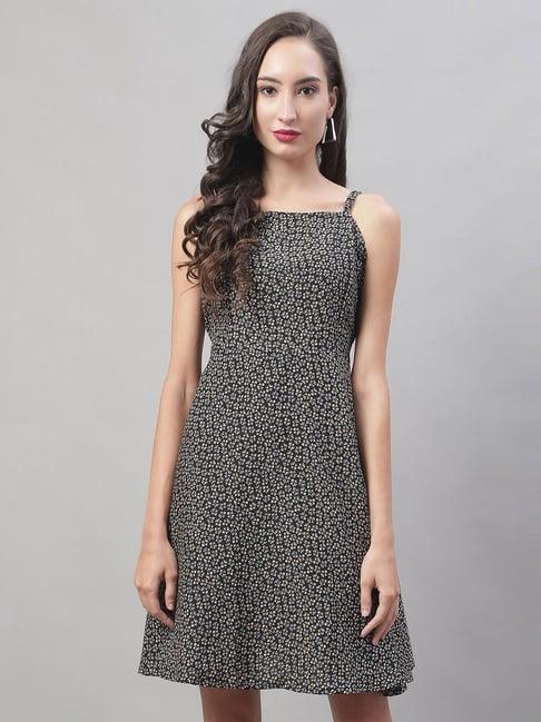 jainish grey printed a-line dress