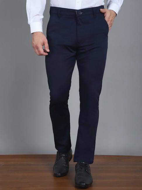 jainish indigo tapered fit trousers