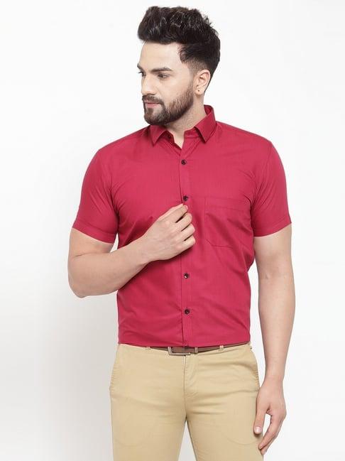 jainish maroon cotton regular fit shirt
